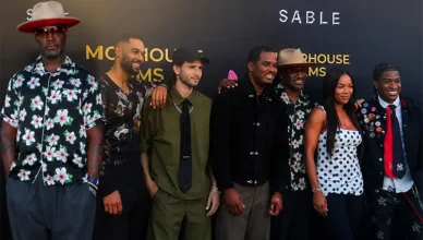 Taye Diggs with the cast of Microhouse Films vertical series "Tides of Temptation " at the launch part for the series in Los Angeles on July 7, 2026. (Credit: Anita Bennett/Urban Hollywood 411)