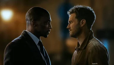 Anthony Mackie and Jamie Dornan in Apple TV series 12 12 12. (Credit: Apple TV)