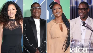 AAFCA TV Honors winners (L-R) Alexandria Stapleton, Tracy Morgan, Erika Alexander, Sterling K. Brown (Credit: Sheri Determan for AAFCA)