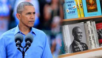 A composite image of former President Obama and books. (Credit: Shutterstock)