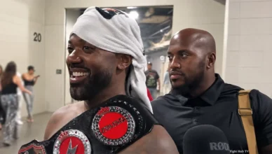 Ray J reacts after defeating Orlando Brown via unanimous decision during their Light Heavyweight bout at State Farm Arena on August 15, 2026 in Atlanta, Georgia. (Credit: YouTube/Fight Hub TV)