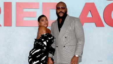 Taraji P Henson and Tyler Perry on red carpet at a special screening of “Why Did I Get Married Again?” at the iconic Harmony Gold Theater in Los Angeles on Sept. 8, 2026. (Credit: Netflix)